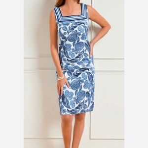 Talbots Blue and White Floral Midi Dress